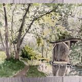 Aquarelle de paysage vintage