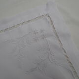 Pair of old cushions cover in thin white canvas, monogrammed