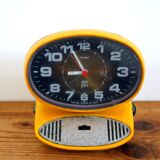 Japy yellow vintage space age alarm clock radio from the 70s