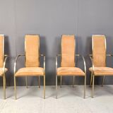 Brass dining chairs by Belgochrom, 1970s - set of 4