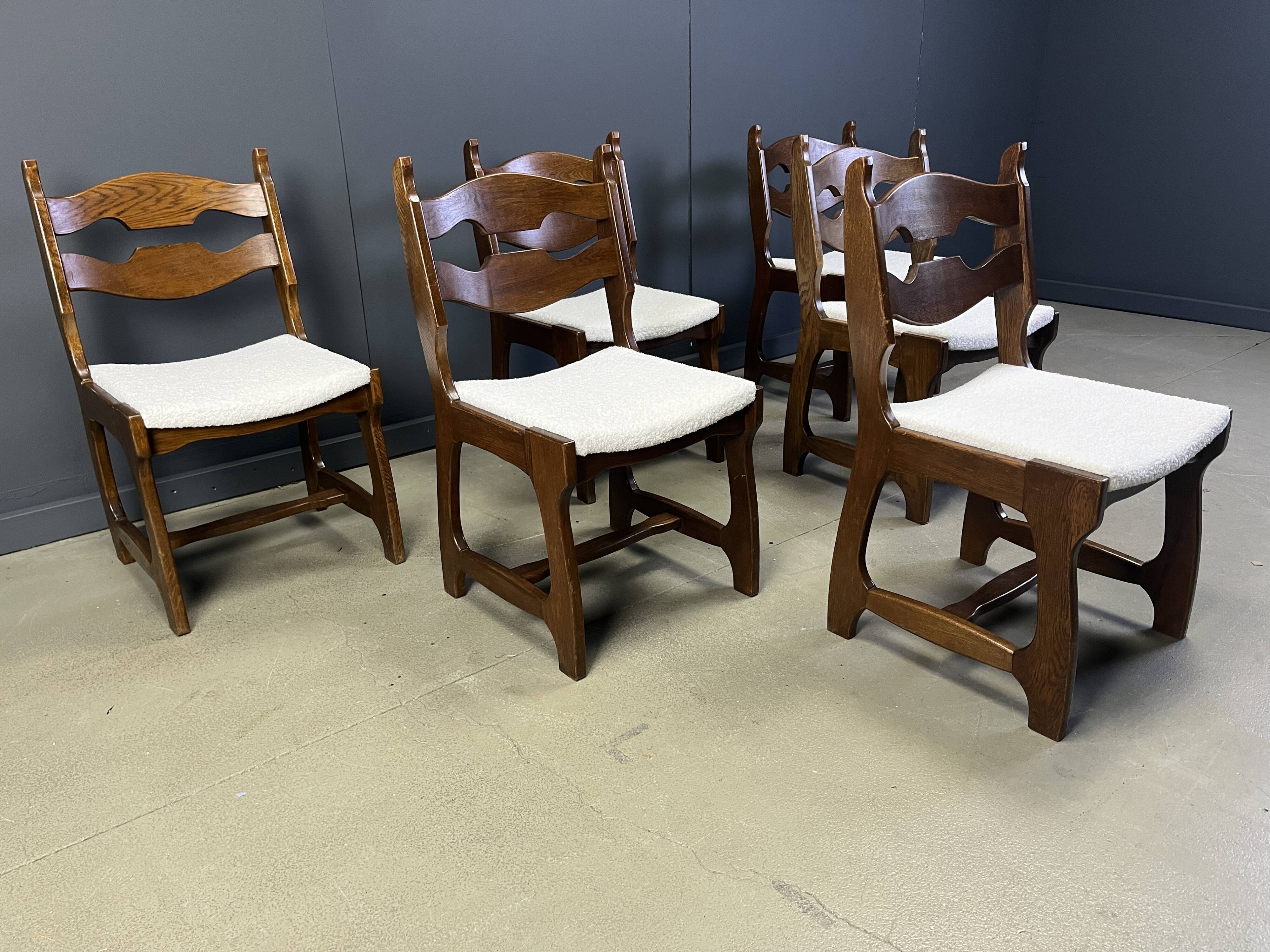 Vintage brutalist dining chairs, set of 6 - 1960s