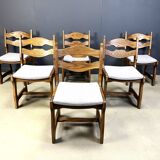 Set of 6 vintage brutalist dining chairs, 1960s