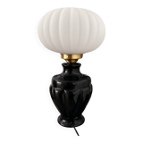 Vintage table lamp with pleated opaline shade