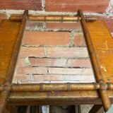 Antique mercury mirror with wooden frame and bamboo style vintage