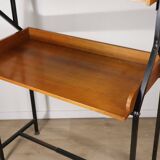 Vintage desk with modular bookcase in wood and metal, 1960