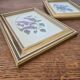 Set of 2 gilded frames under glass – V. Mappin purple flowers – 21.5 x 16.5 cm