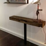 Metal console and old industrial wood