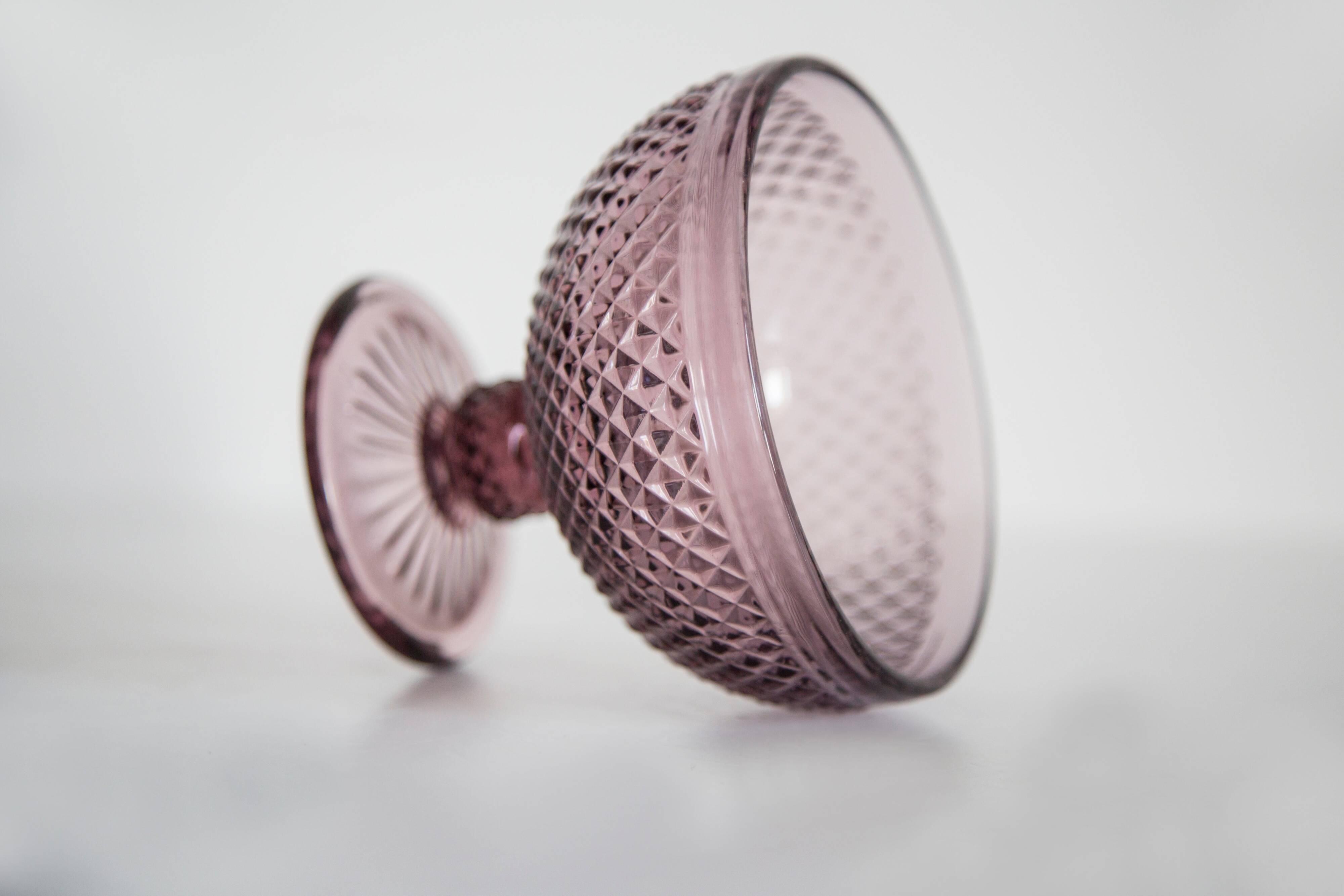 Vintage purple glass sugar bowl from the mid-century, Italy, 1960s.