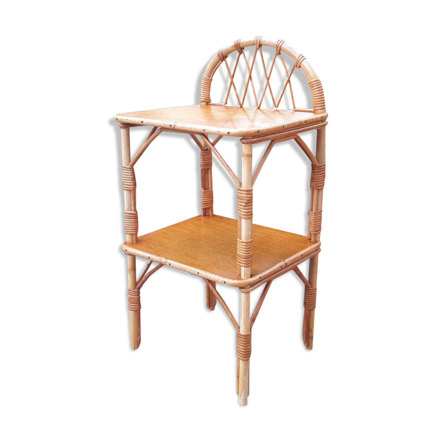 Nightstand wood and rattan