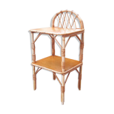 Table de chevet bois et rotin