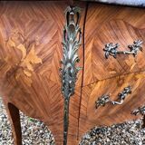 Old marquetry chest of drawers, Louis XV style marble top