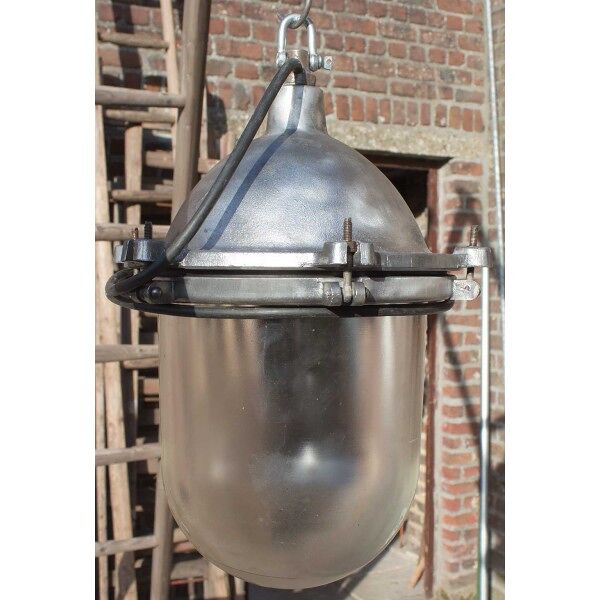 Lampe industriel en alu avec globe en verre