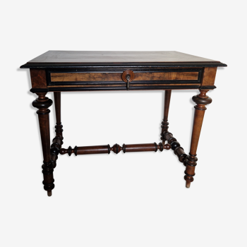 Napoleon nineteenth century desk in solid walnut and mahogany veneer