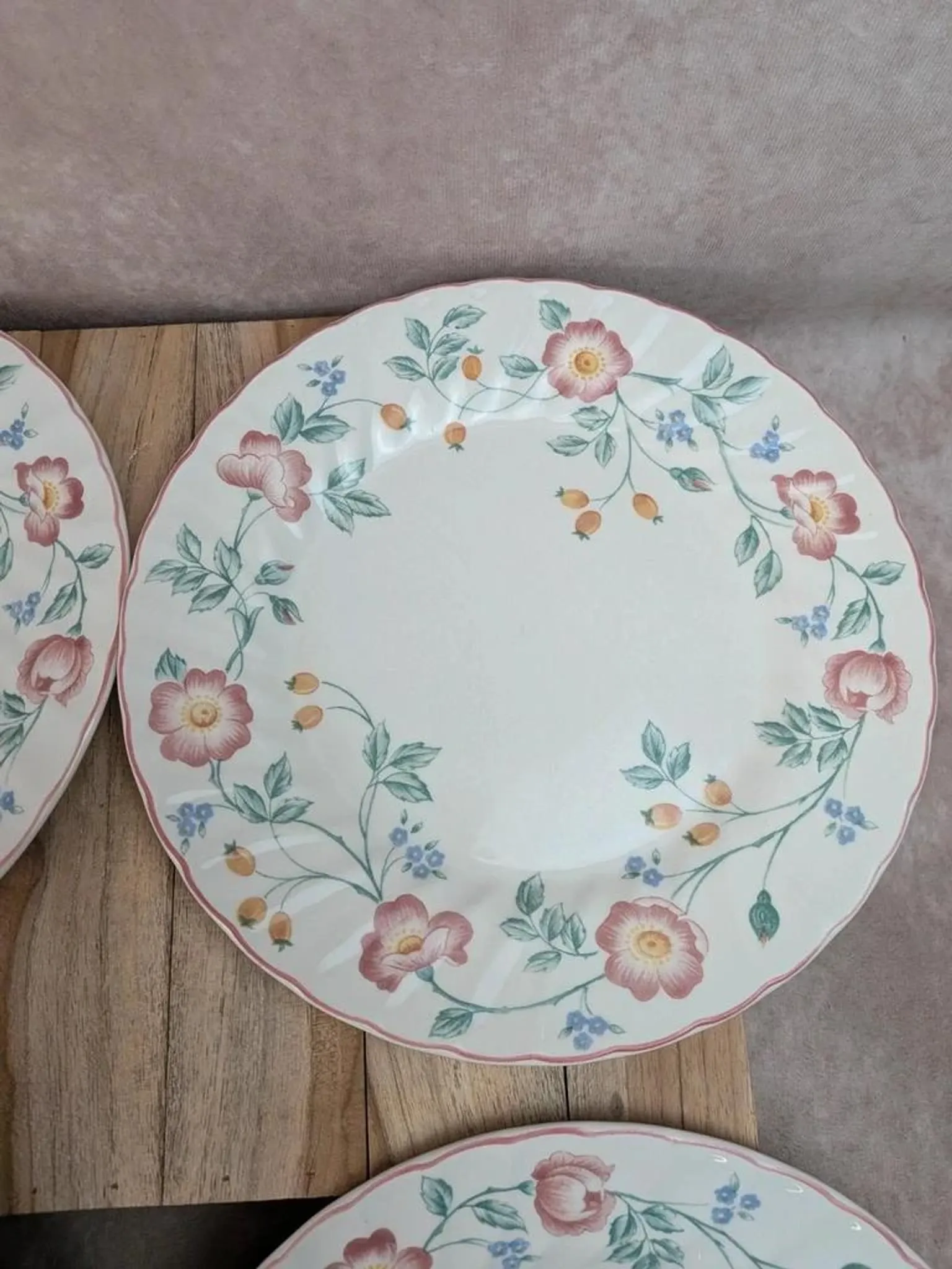 Set of 5 Churchill Briar Rose dinner plates – Vintage English earthenware