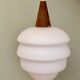 Vintage Scandinavian pendant lamp in teak and opaline