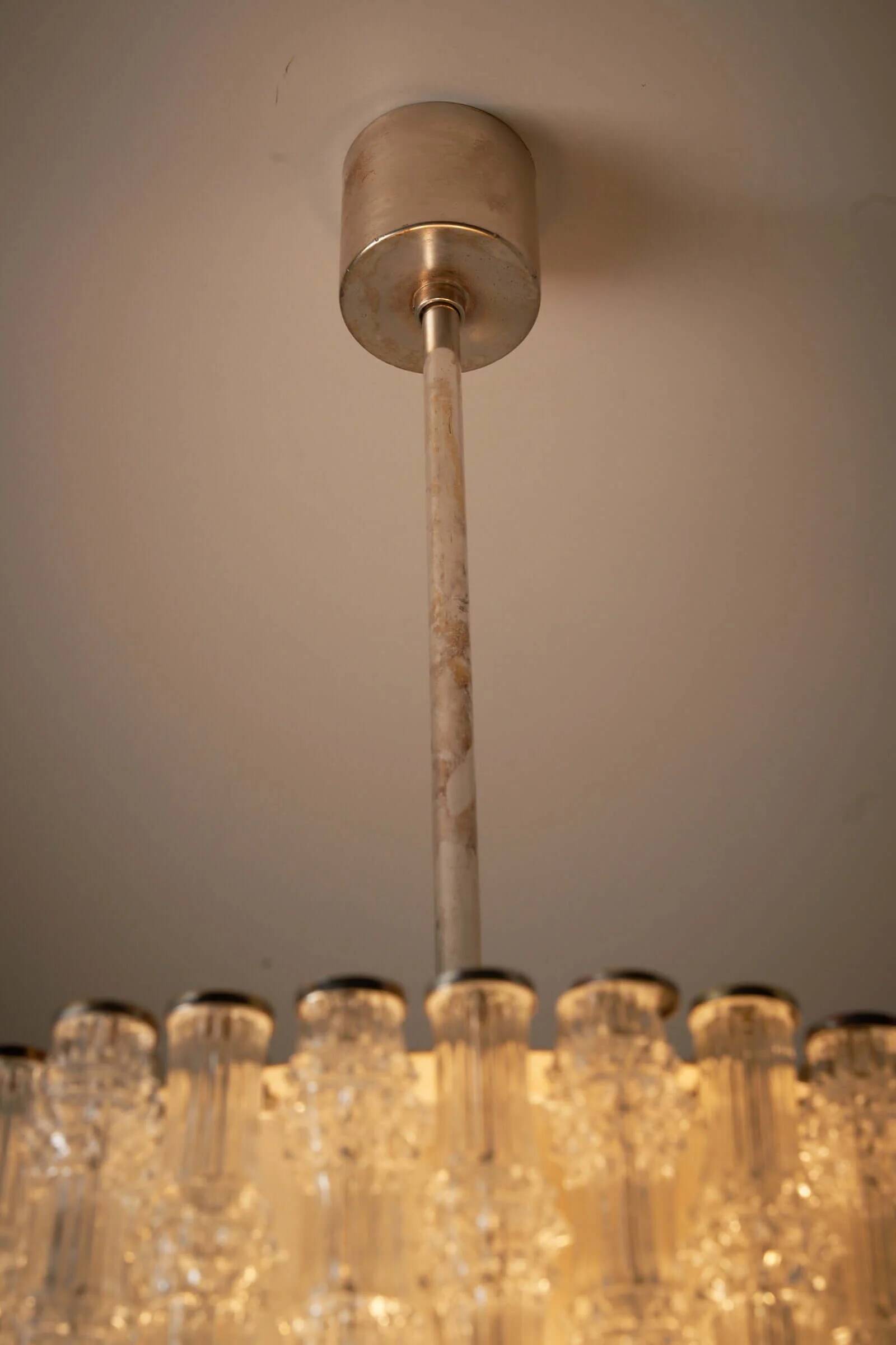Kaiser Leuchten glass pendant lamp with nickel patina