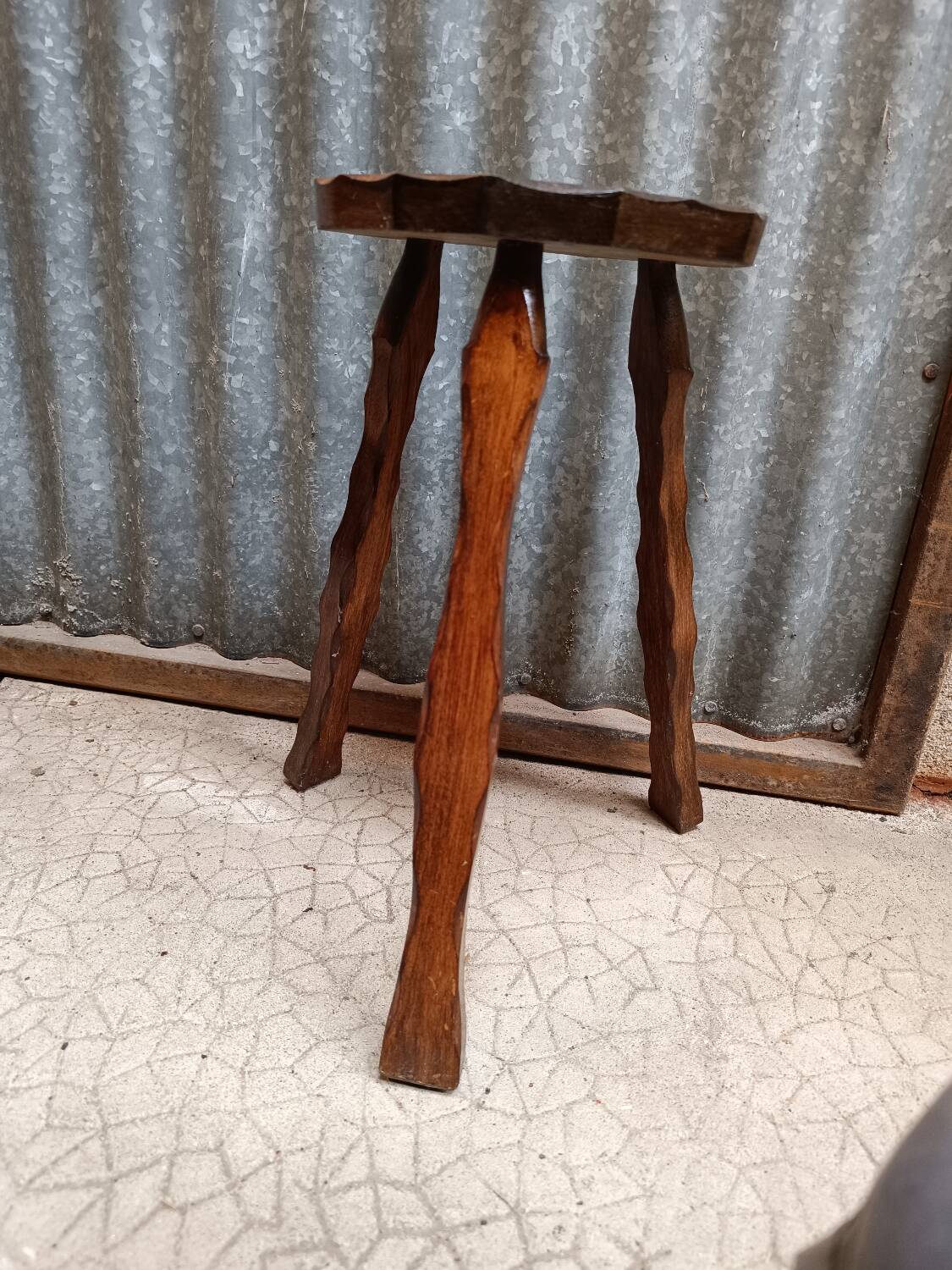 Vintage solid wood tripod stool