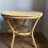 Rattan and bamboo table 60s