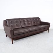 Vintage Brown Leather Sofa on Rosewood Legs from Porfilia Werke, 1960s