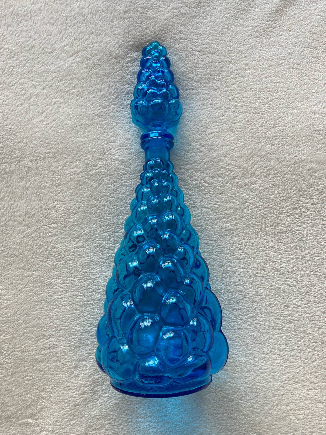 Blue glass bottle from Empoli, Italy