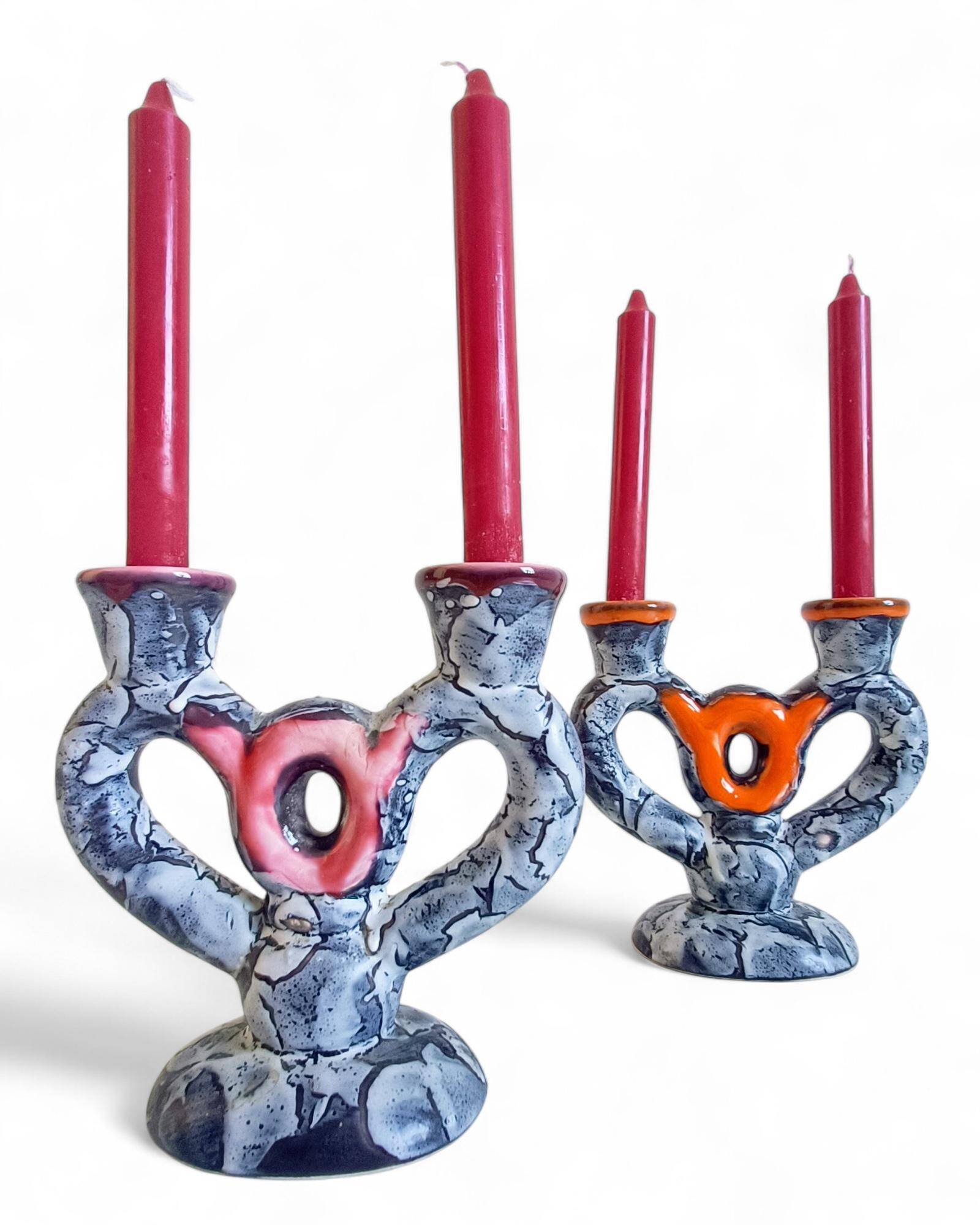 Candelabre en céramique du milieu du siècle par Vallauris, style Gaudí, France, années 1950.