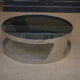 Table basse design en métal chromé et verre fumé 1970