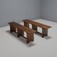 Ensemble de bancs artisanaux français en bois d'orme massif, 1960s