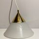 Brass and opal glass hanging space age lamp by Limburg Glashütte