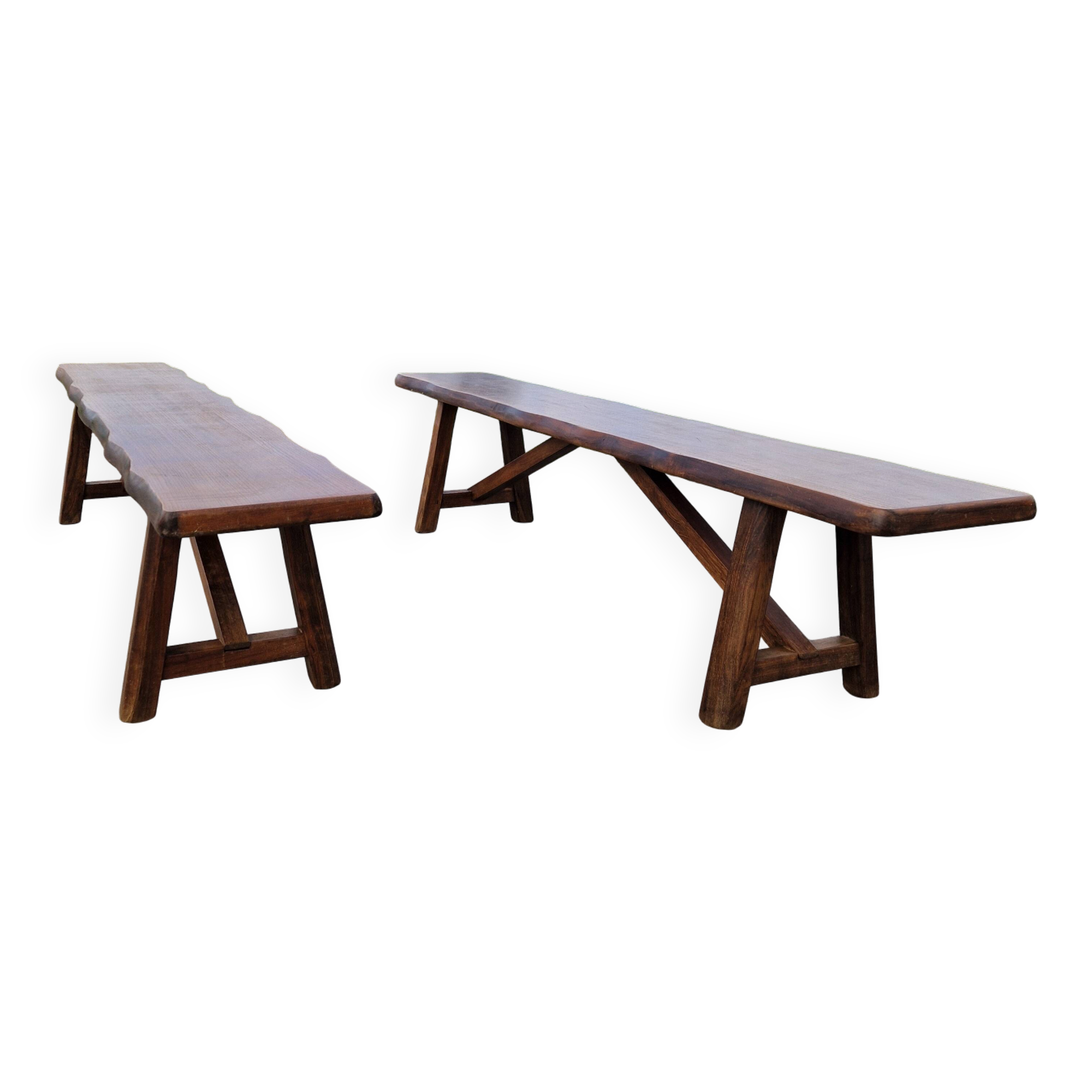 Lot de 2 bancs en orme massif par Aranjou