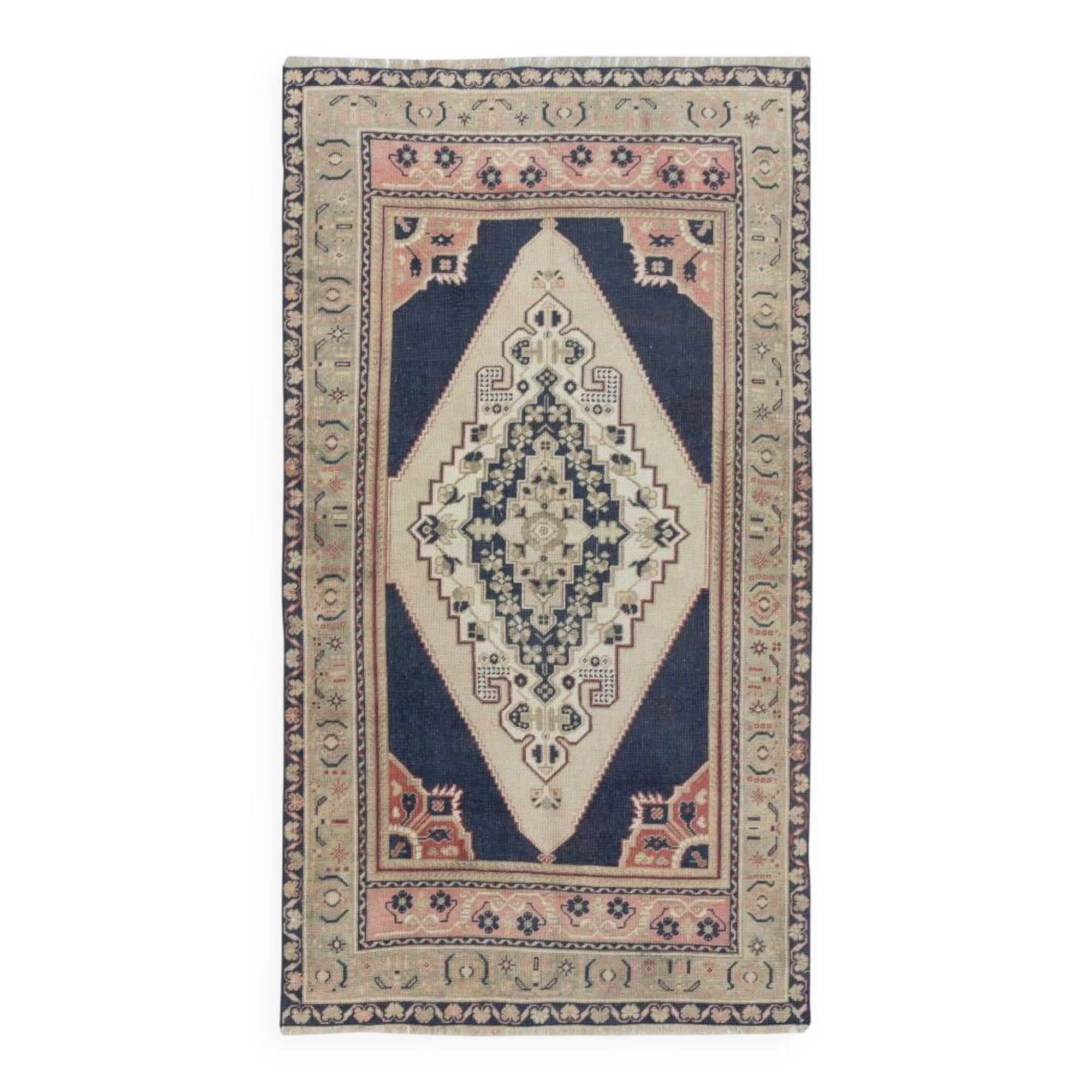 Vintage Handmade Turkish Area Rug, 100% Wool