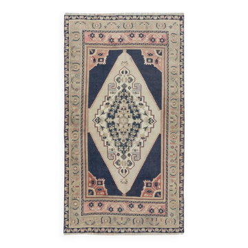 Tapis de zone turc vintage fait main, 100 % laine