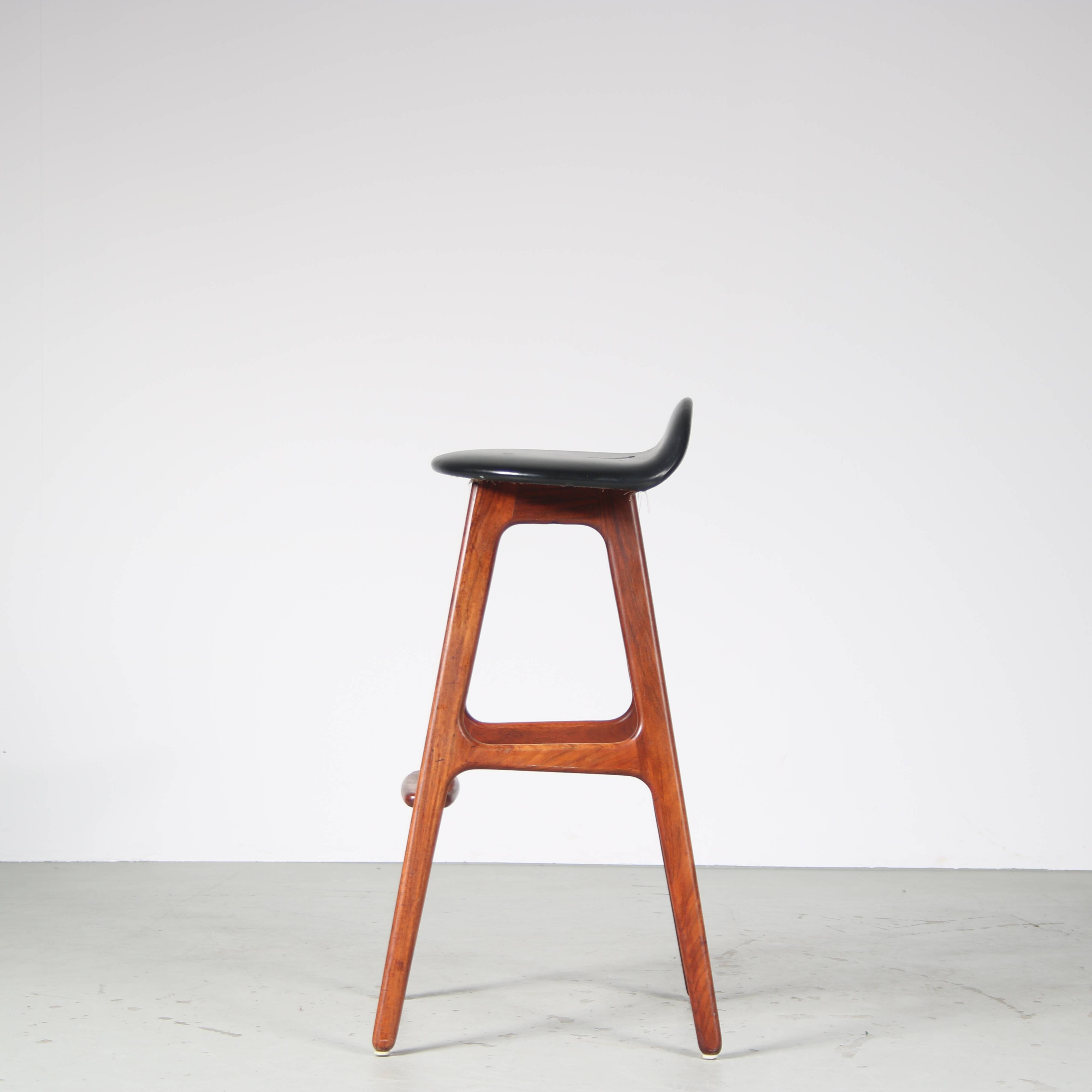 1960s Bar stool by Erik Buch for O.D. Mobler in Denmark