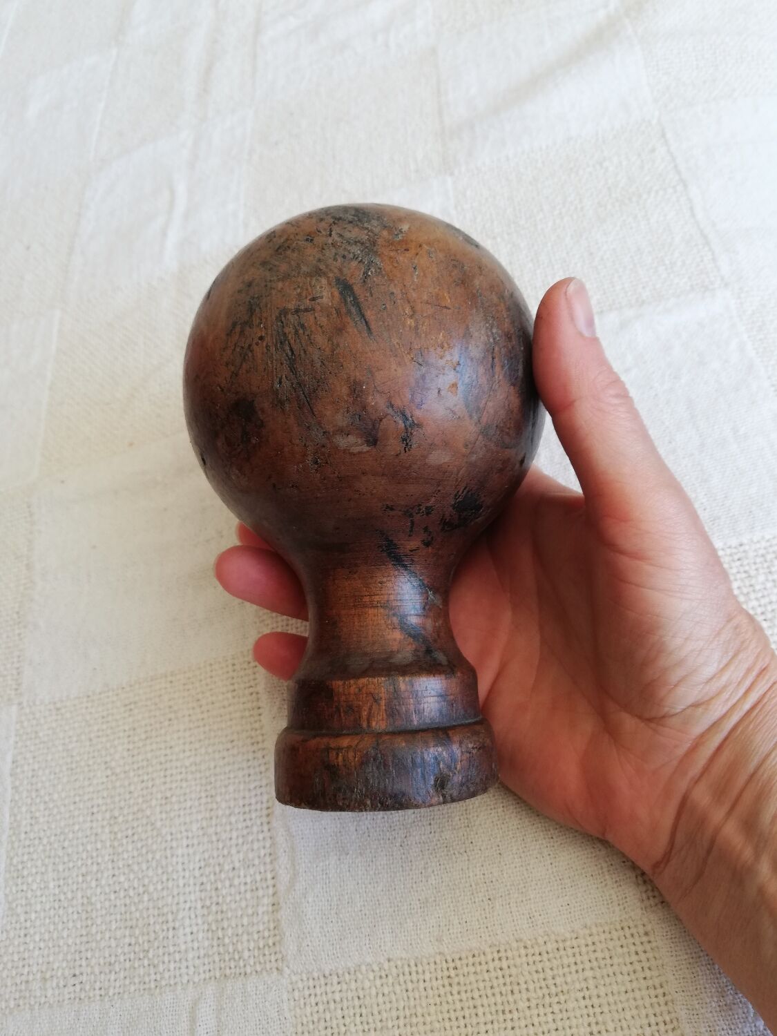 Antique wooden stair railing ball turned