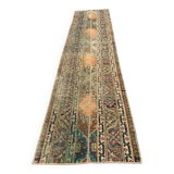 Distressed Turkish Narrow Runner 270x67 cm wool Vintage Tribal Rug