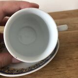 Lot de 3 tasses à café et soucoupes en céramique bleue et jaune