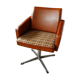 DDR Retro Swivel Armchair (1970s) – Brown Faux Leather & Checkered Seat