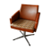 DDR Retro Swivel Armchair (1970s) – Brown Faux Leather & Checkered Seat