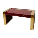 Executive desk by Jean Claude Mahey - lacquered wood & brass - Ca 1970