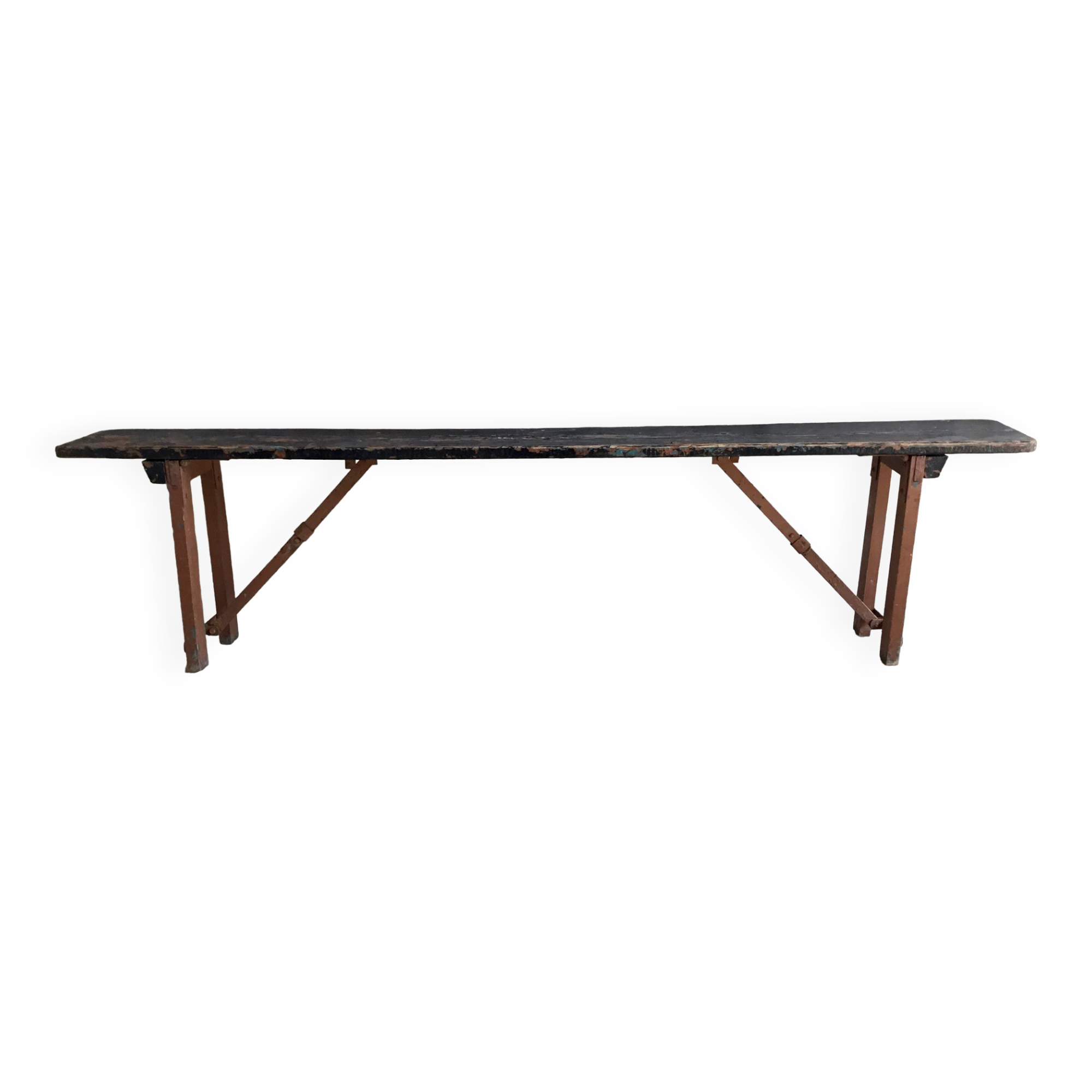 Folding all-wood guinguette bench - vintage mid-XXth