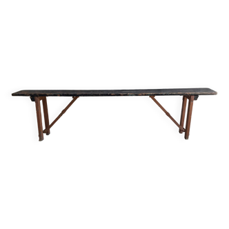 Banc de guinguette pliant tout en bois - vintage mi-XXe