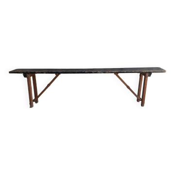 Folding all-wood guinguette bench - vintage mid-XXth