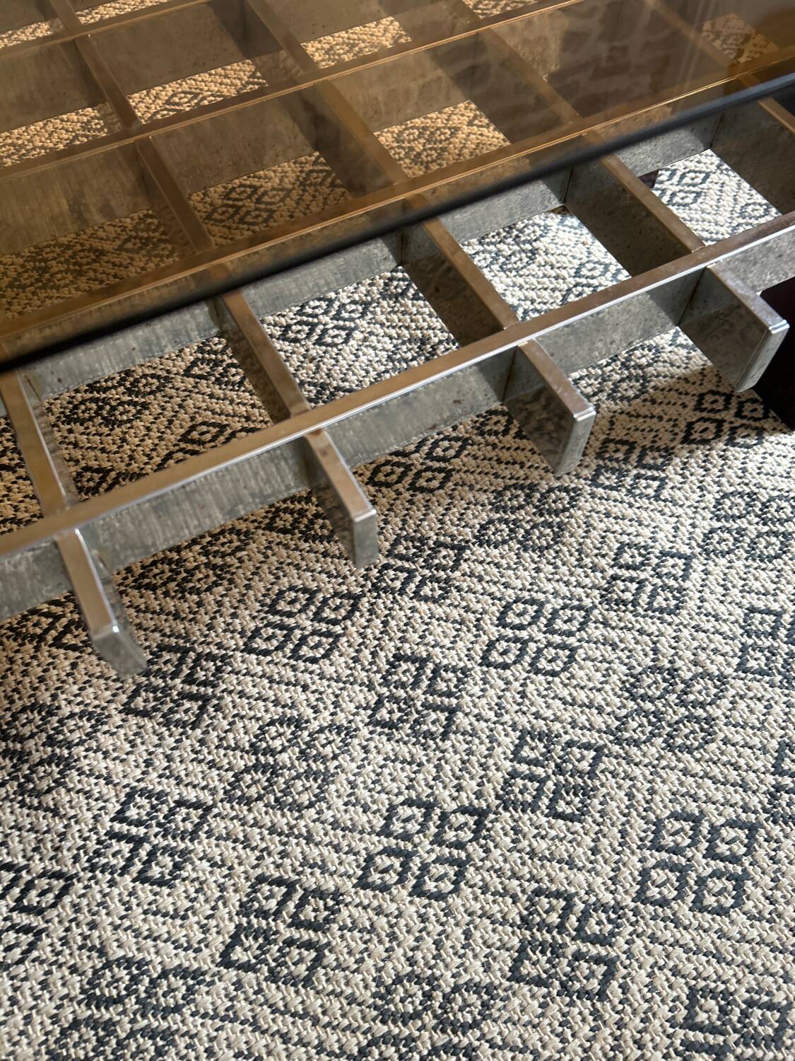 Mid Century 60s 70s glass wood and chrome coffee table