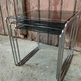 Vintage chrome and smoked glass nesting table