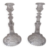 Ancienne paire de bougeoirs cristal de Portieux XIX