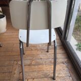3 chrome wooden chairs