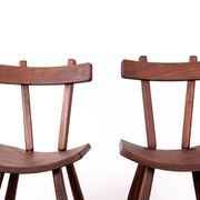Brutalist pair of chairs in Elm in the style of Jean Touret 1950.