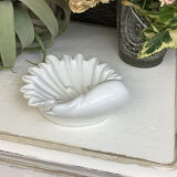 White glazed ceramic handmade soap holder