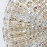 Orrefors crystal and brass ceiling lamp for Lyfa, 1970s