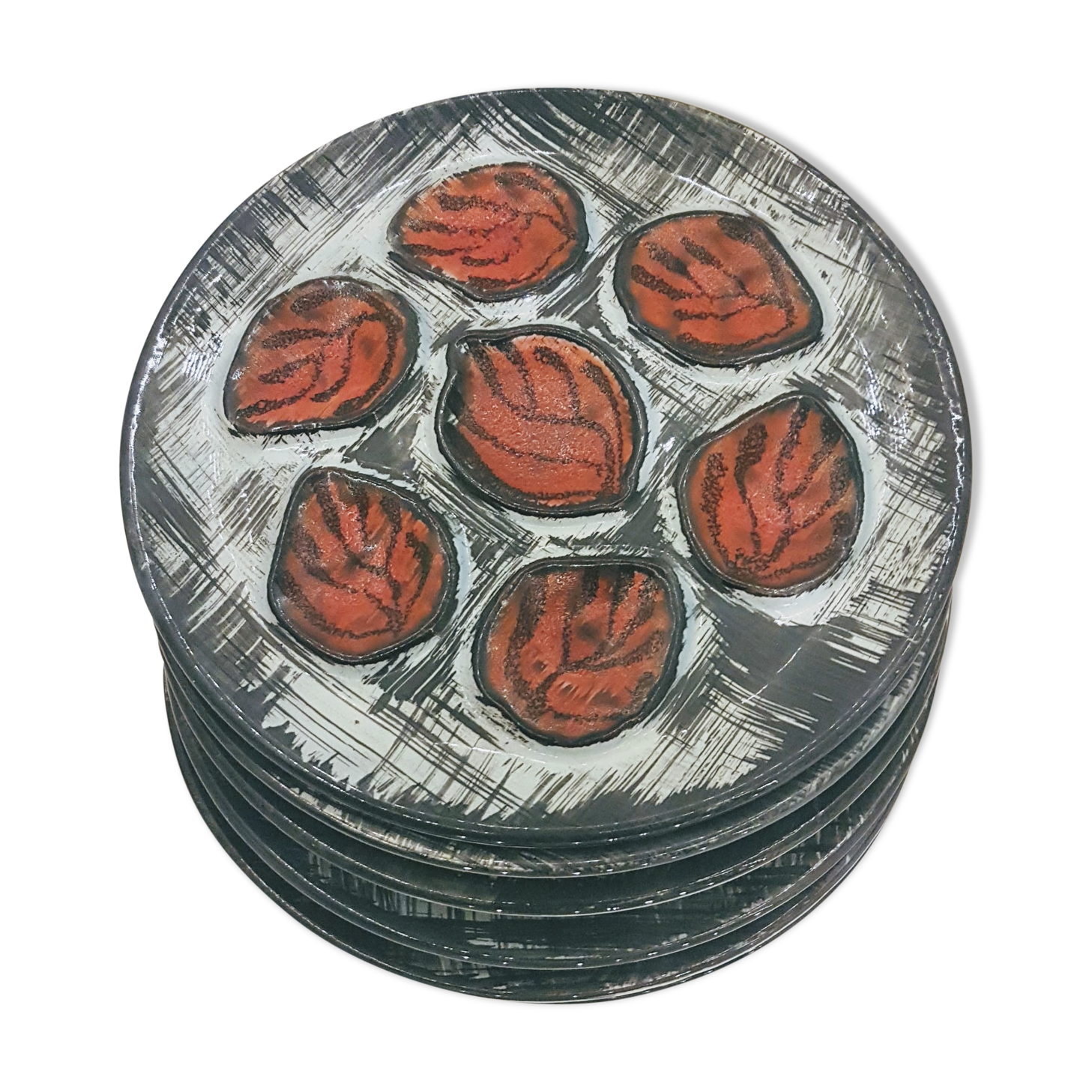 6 plates has eight sets in Pornic earthenware