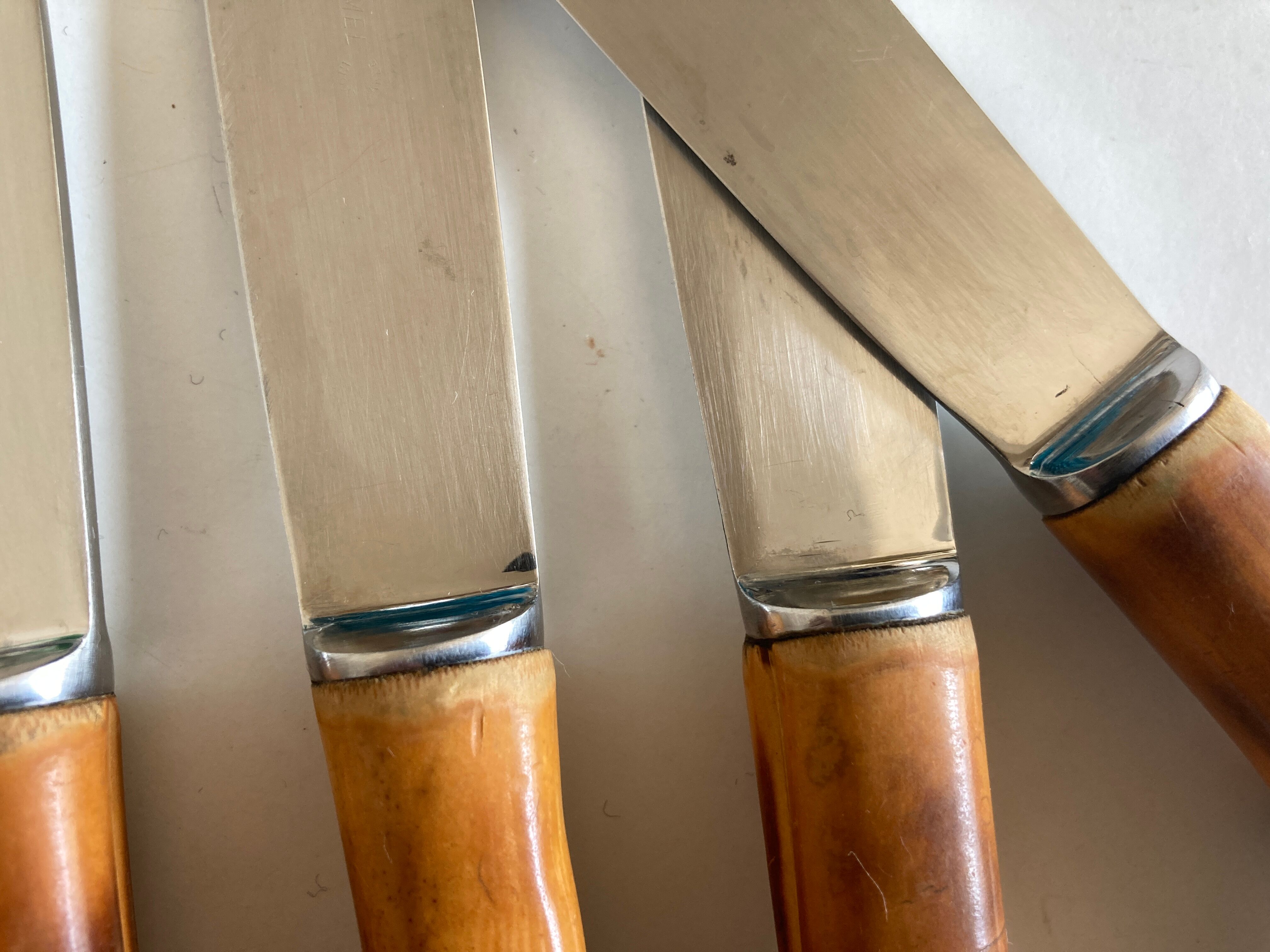 Set of 8 knives bamboo sleeves 1960